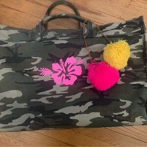 Camouflage Tote Bag with Pink and Yellow Accents